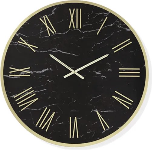 Orologio rotondo D60 cm in kerlite Nero con dettagli Oro BLAISE