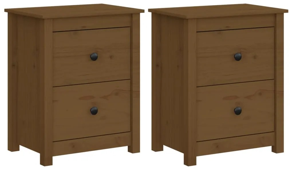 Comodini 2 pz miele 50x35x61,5 cm in legno massello di pino