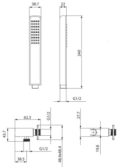 Cersanit S951-522 - Set da doccia MILLE cromo lucido