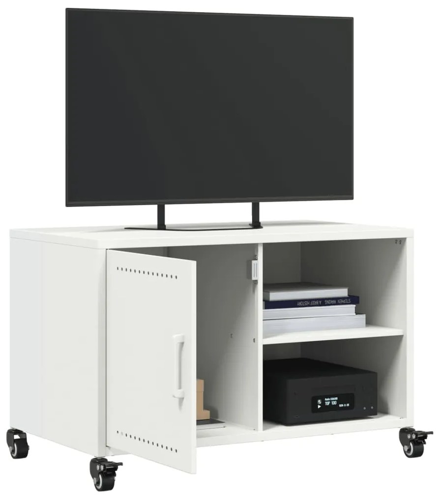 Mobile tv bianco 68x39x43,5 cm in acciaio laminato a freddo