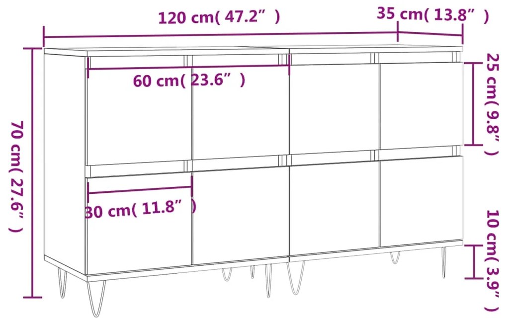 Credenze 2 pz Rovere Sonoma in Legno Multistrato