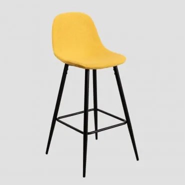 Confezione Da 2 Sgabelli Alti Glamm Giallo Curry & ↑75 Cm & Nero - Sklum