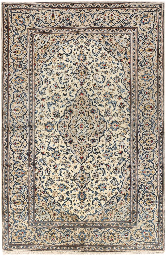 Kashan Tappeto 300x190 Beige (Iran) Annodato A Mano