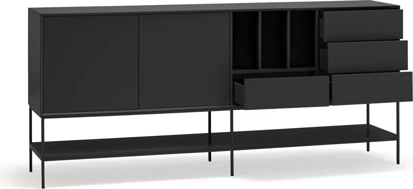 Cassettiera nera 220x98x45 cm Platt – Teulat