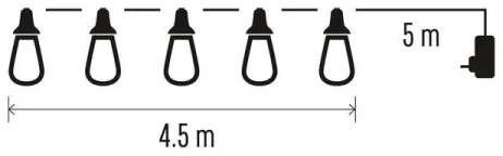 Catena luminosa decorativa a LED per esterni – 100 LED, 9,5 m, IP44