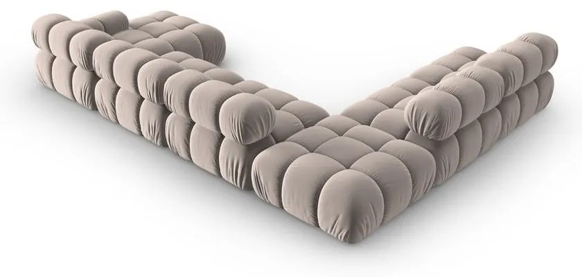 Divano angolare componibile in marrone chiaro (con penisola a sinistra/a U) con rivestimento in velluto Bellis – Micadoni