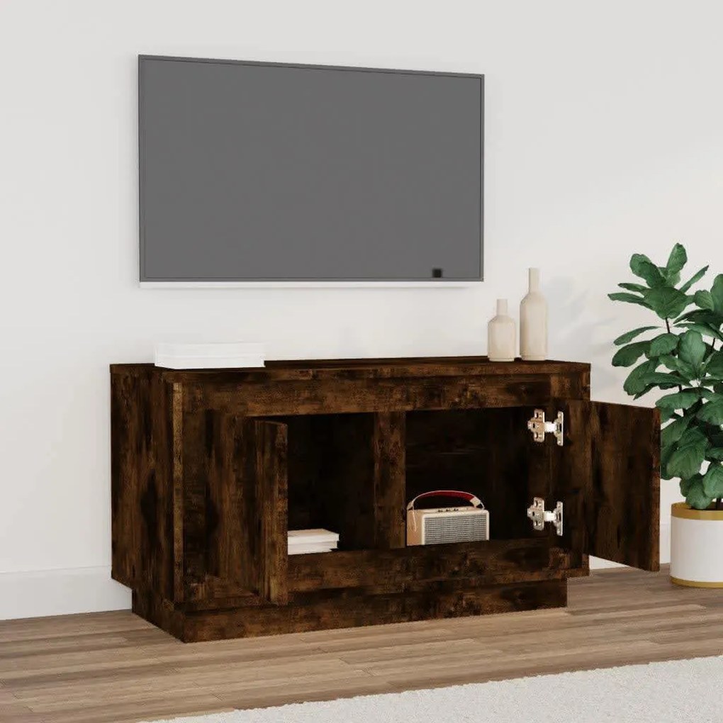 Mobile porta tv rovere fumo 80x35x45 cm in legno multistrato