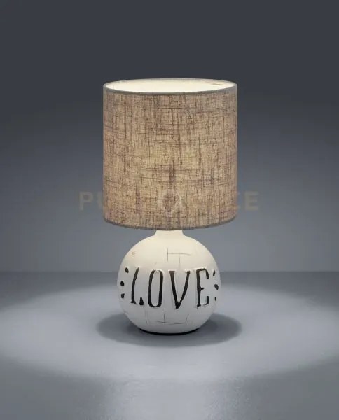 Esna lampada da tavolo ceramica con scritta "love" sabbia con paral...