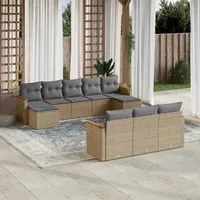 Set Divano da Giardino 10 pz con Cuscini Beige Misto Polyrattan 3226416