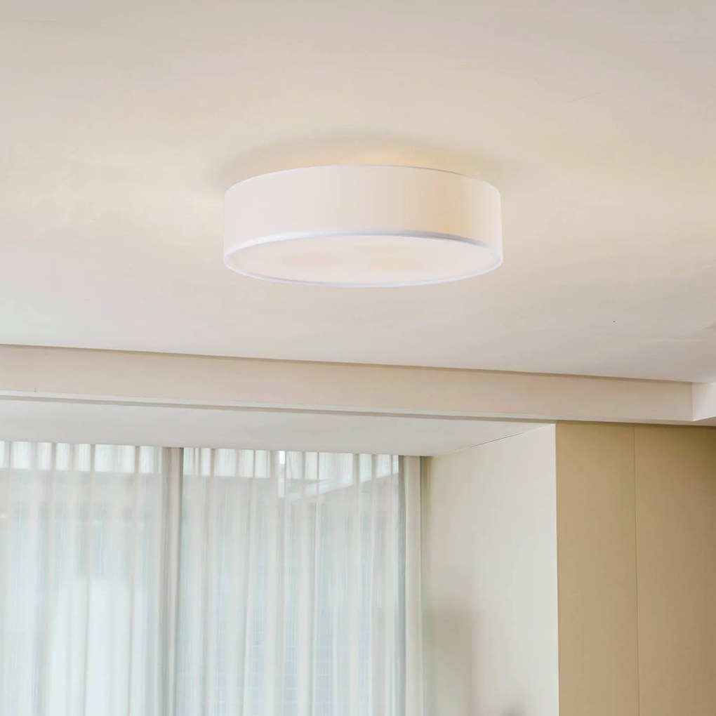 Plafoniera soffitto Sebatin Lindby, dimmerabile, Bianco / Opale, Camera da letto, Tessuto / Stoffa / Seta, Scandinavo, Plafoniera