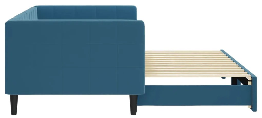 Divano letto con letto estraibile blu 90x200 cm in velluto