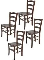 Set 4 Sedie Venice Tommychairs, robusta struttura in legno di faggio verniciata in noce e seduta in legno