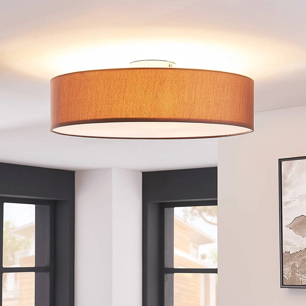 Plafoniera soffitto Sebatin Lindby, dimmerabile, Marrone / Ruggine, Camera da letto, Tessuto / Stoffa / Seta, Moderno, Plafoniera