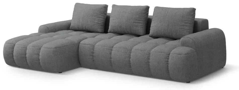 Divano angolare grigio allungabile/con contenitore (con penisola a sinistra/con chaise lounge) Linz – Cosmopolitan Design