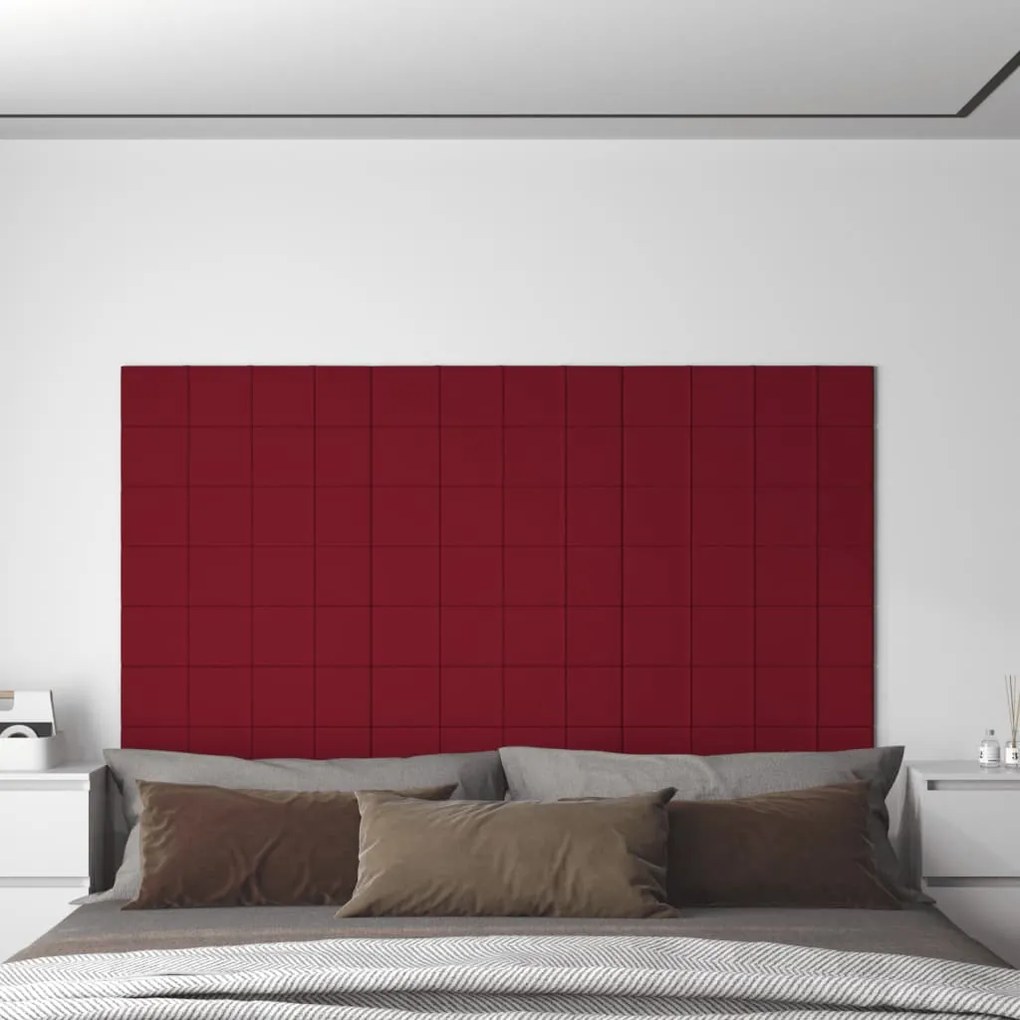 Pannelli Murali 12 Pz Rosso Vino 60x15 Cm Velluto 1,08 M² /