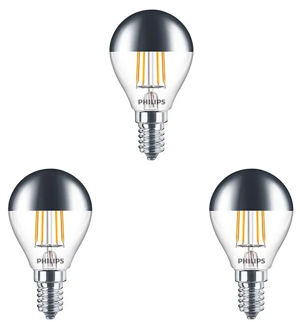 Philips - 3-pack Lampadina LED 4W Filament Top a Specchio Corona (397lm) E14