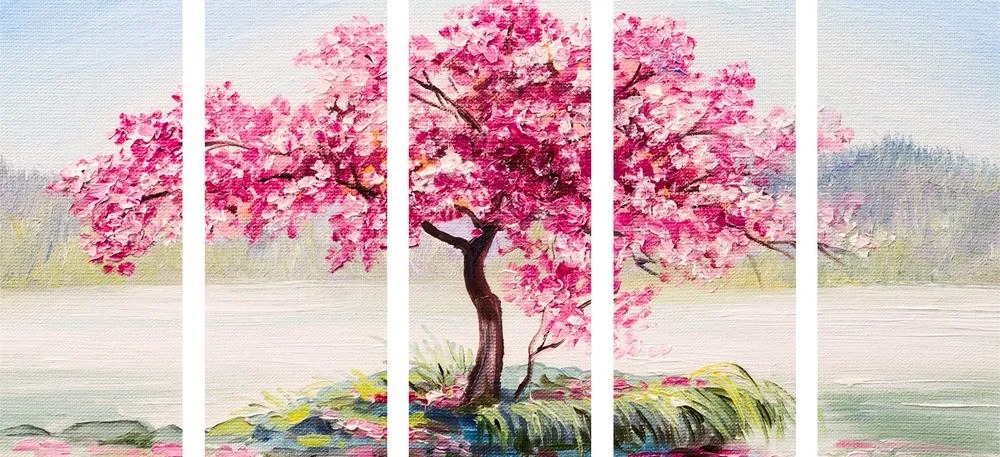 Quadri 5 pezzi – Ciliegio orientale in rosa
