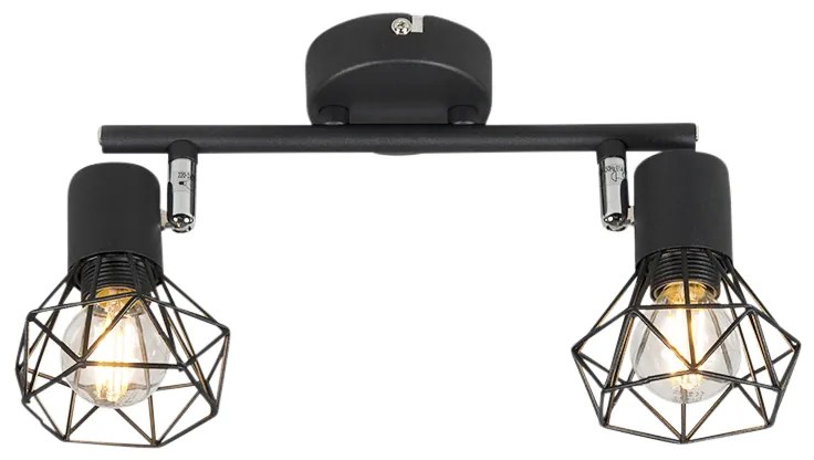 Faretto orientabile Art Déco nero 2 luci - Mosh 2