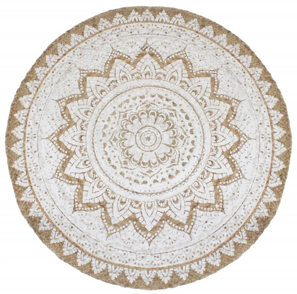 Tappeto İn Juta Intrecciata Con Stampa 210 Cm Rotondo /