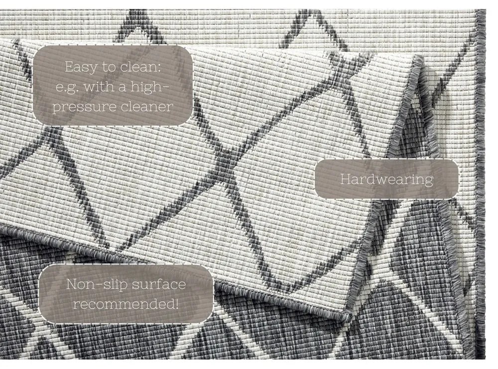 Tappeto da esterno grigio e crema , 80 x 350 cm Malaga - NORTHRUGS