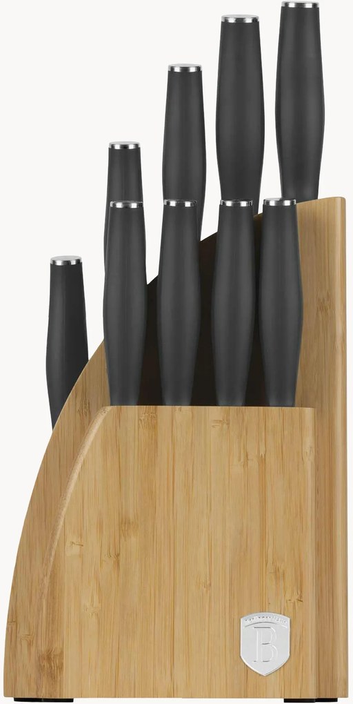 Set di coltelli da cucina in acciaio inossidabile con supporto Anthracite, set da 10