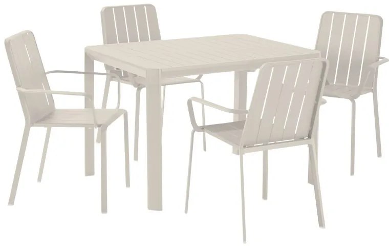 Set tavolo e sedie Idaho NATERIAL in alluminio beige per 4 persone
