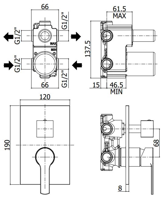 Paffoni Red Red018 Miscelatore doccia ad Incasso 2 Uscite Cromo