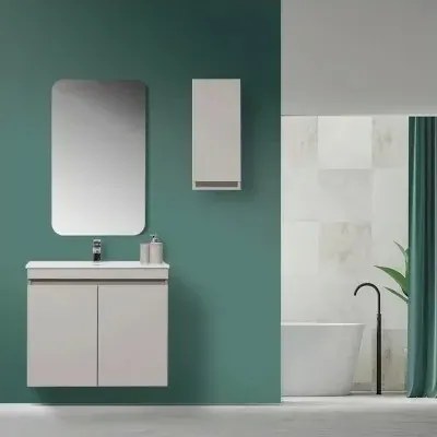 Mobile Bagno Sospeso 2 Ante Tortora L.80cm con Specchio