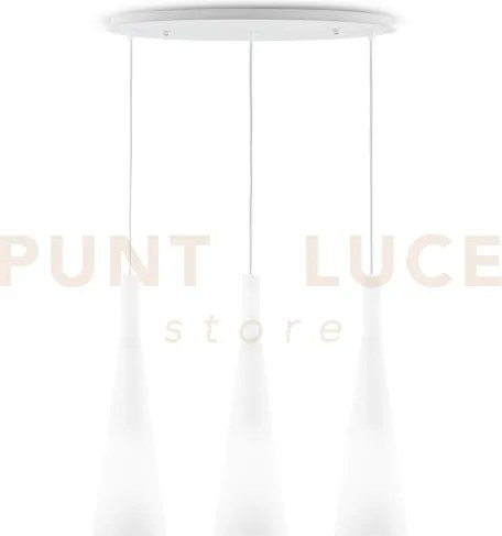 Milk lampadario sospeso ellittico in vetro bianco soffiato 62cm 3 l...