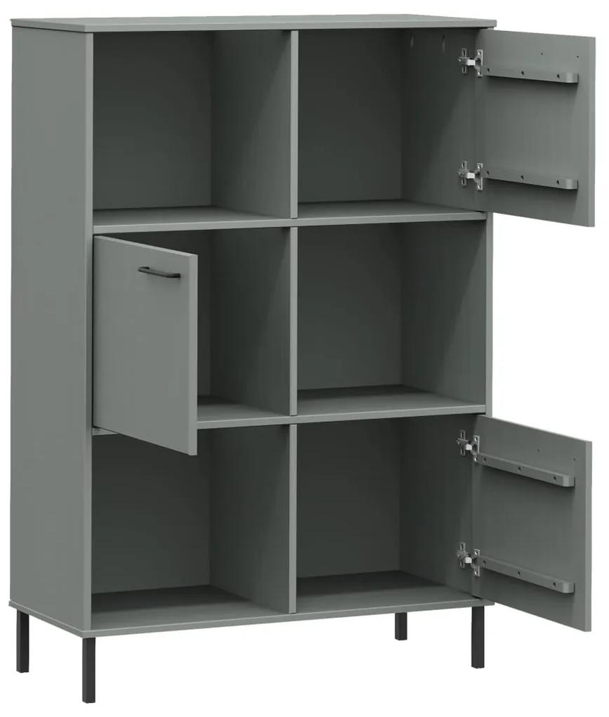 Libreria con gambe metallo grigio 90x35x128,5 cm massello oslo