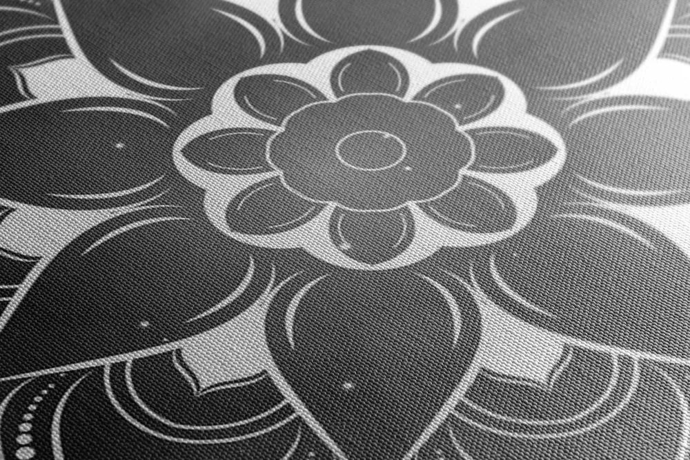 Quadro su tela – Mandala moderna con motivo orientale in bianco e nero