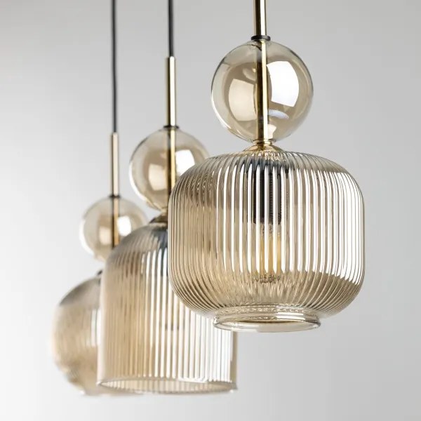 Lampada a sospensione SOPHIA con cavo 3xE14/10W/230V Nero/Beige fumé