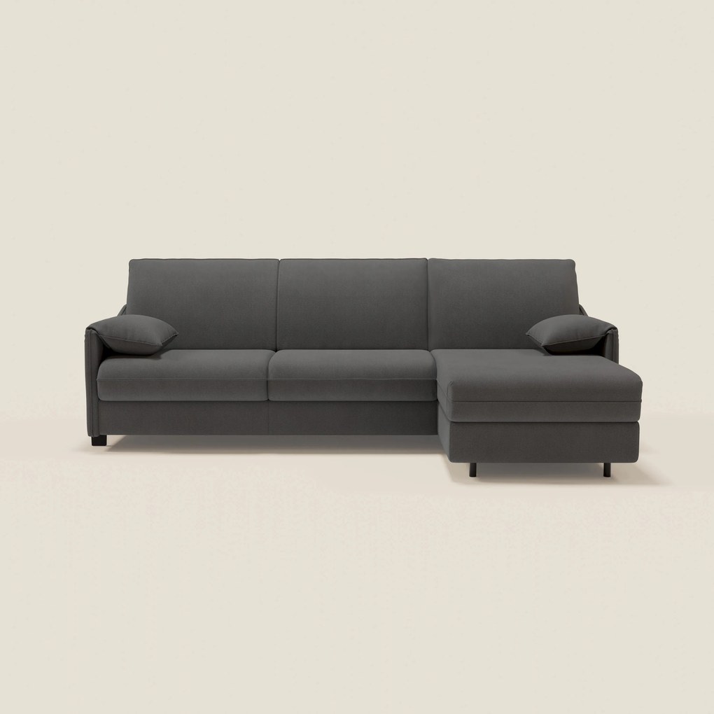 Primula divano letto angolare con materasso H18 cm - penisola contenitore in tessuto smacchiabile T05