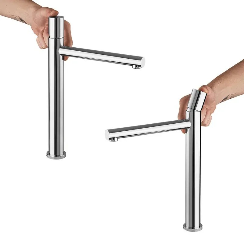 Set miscelatori lavabo alto e bidet cromo senza leva in acciaio inox Gemini