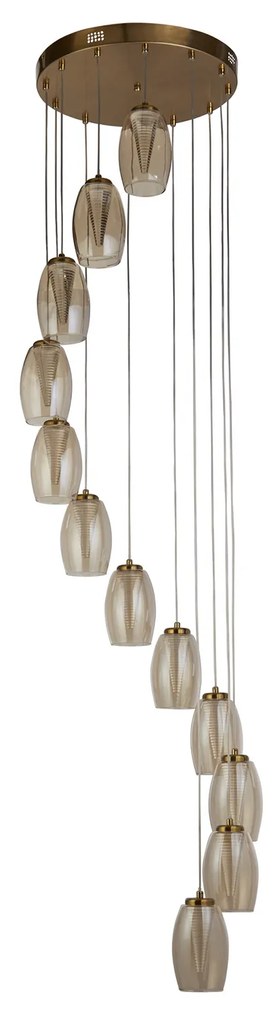 Lampadario Contemporaneo Ciclon Acciaio Bronzo Vetro Led 5,33W 3000K