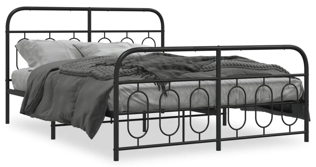 Giroletto Con Testiera E Pediera Metallo Nero 140x190 Cm /