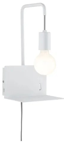 Paulmann 79812 - 1xE27/40W Lampada da parete con mensola e porta USB CALVANI 230V bianca