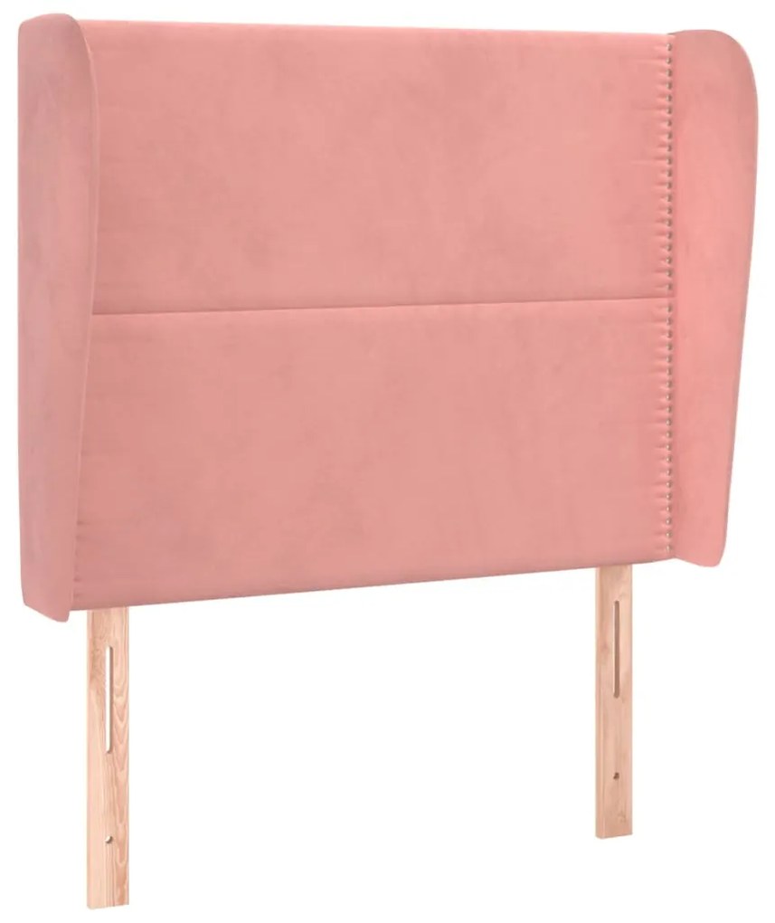Testiera ad orecchio rosa 93x23x118/128 cm in velluto