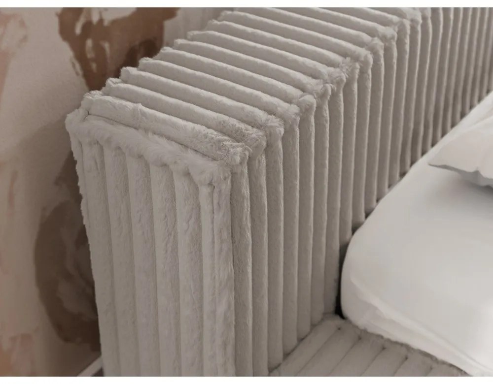 Letto matrimoniale imbottito grigio con contenitore e rete inclusi 200x200 cm Cloe – Ropez