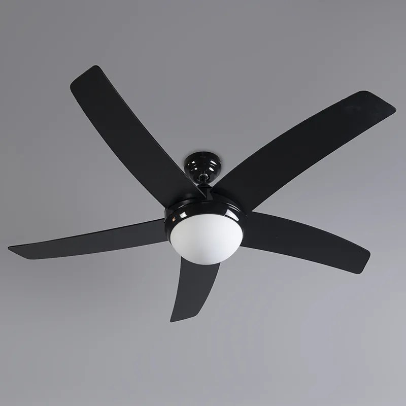 Ventilatore da soffitto nero con stampa legno 132 cm con telecomando - Cool