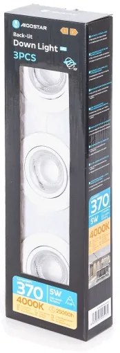 Aigostar - Set da 3 faretti da incasso LED, 5 W, 230 V, 4000 K, Ø 8,5 cm, bianco