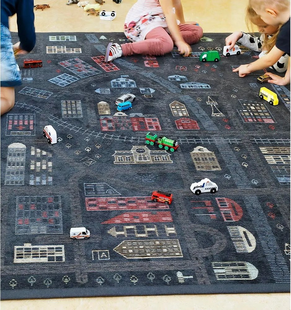 Tappeto nero reversibile per bambini , 140 x 200 cm Ülejõe - Narma