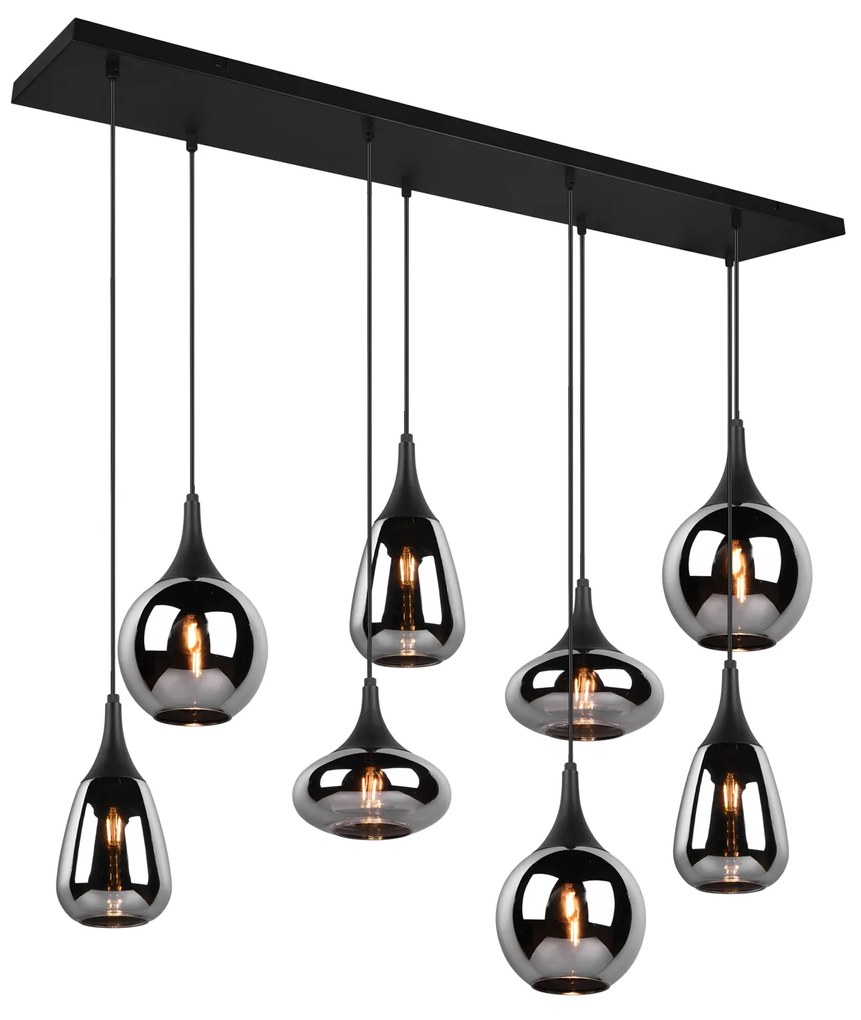 Lampadario nero opaco Lumina 8 luci Trio