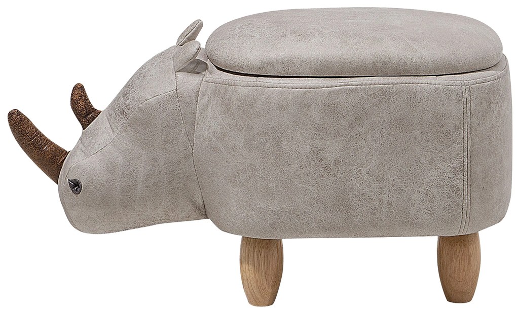 Pouf in tessuto similpelle grigio chiaro RHINO Beliani