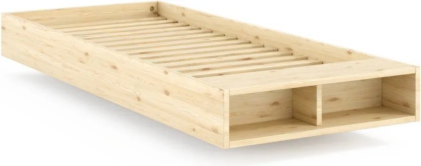 Letto singolo di colore naturale in pino massiccio senza testiera con rete inclusa 90x200 cm Merge – Karup