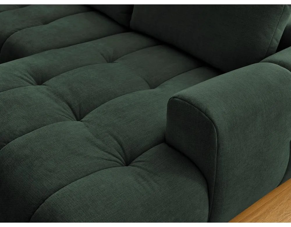 Divano angolare verde allungabile e con contenitore (penisola a sinistra/a U) con rivestimento in ciniglia Fuji – Bobochic Paris