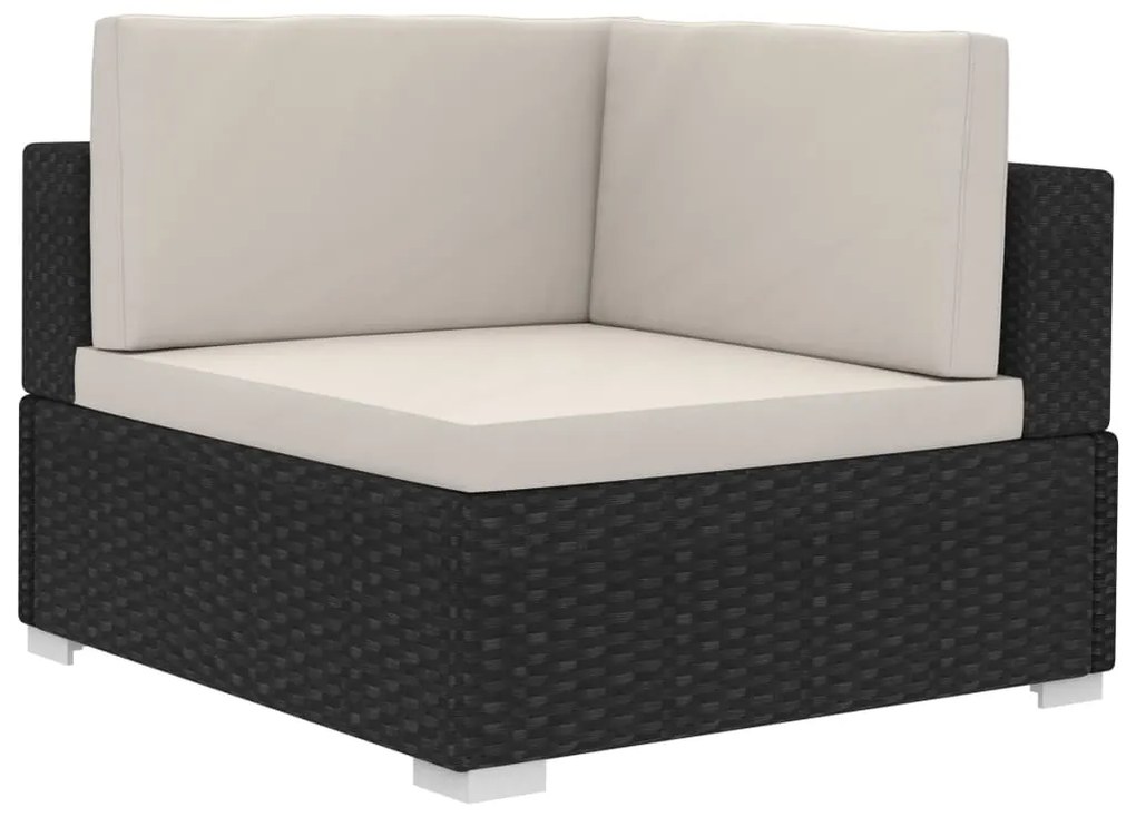 Set divani da giardino 4 pz con cuscini in polyrattan nero