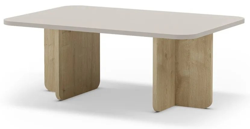 Tavolino da salotto color crema/di colore naturale con effetto rovere 56x100 cm Hillary – Marckeric