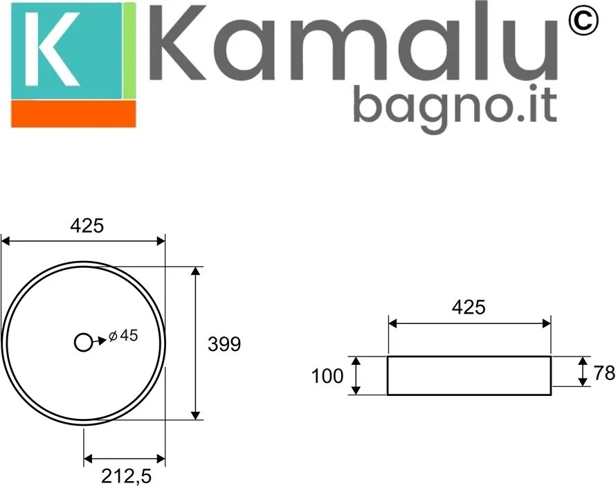 Lavabo da appoggio rotondo con finitura terrazzo cemento| KTERE-430D - KAMALU