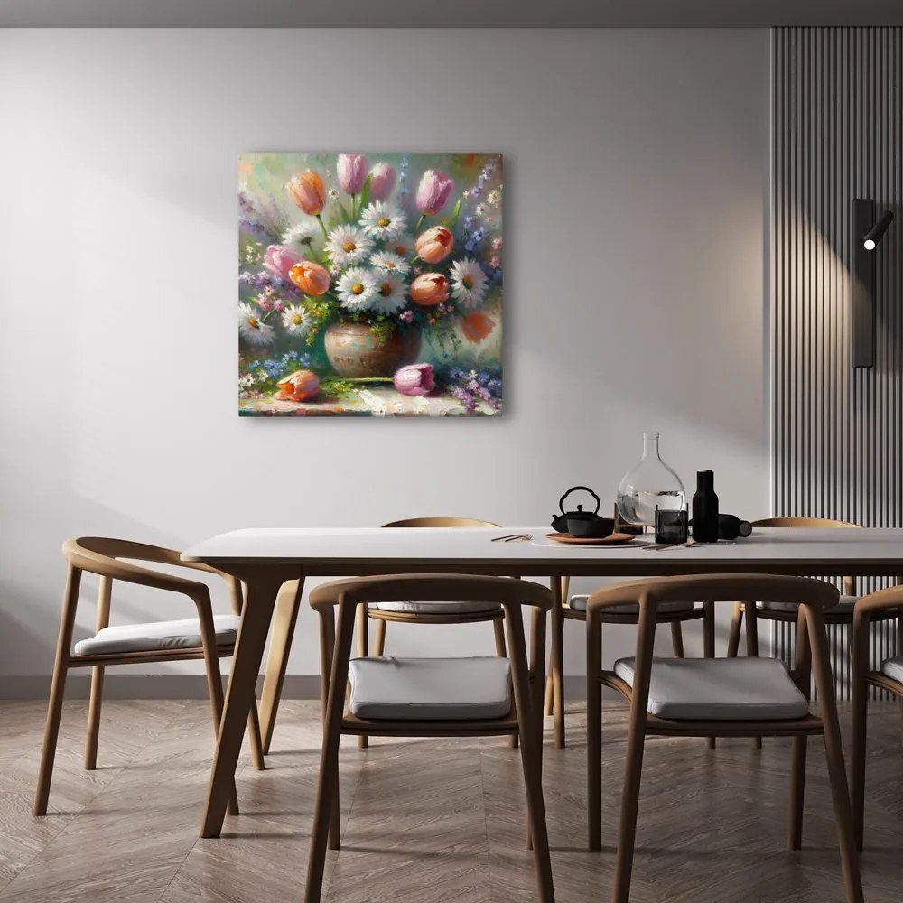 Quadro su tela – Fiori colorati in vaso